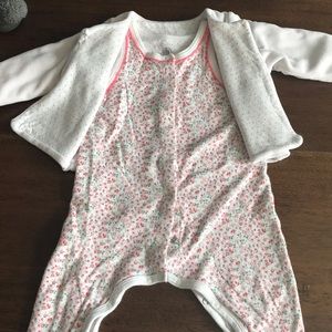 Petit bateau bodysuit + cardigan